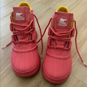 Sorel Pink and Yellow Waterproof Boots